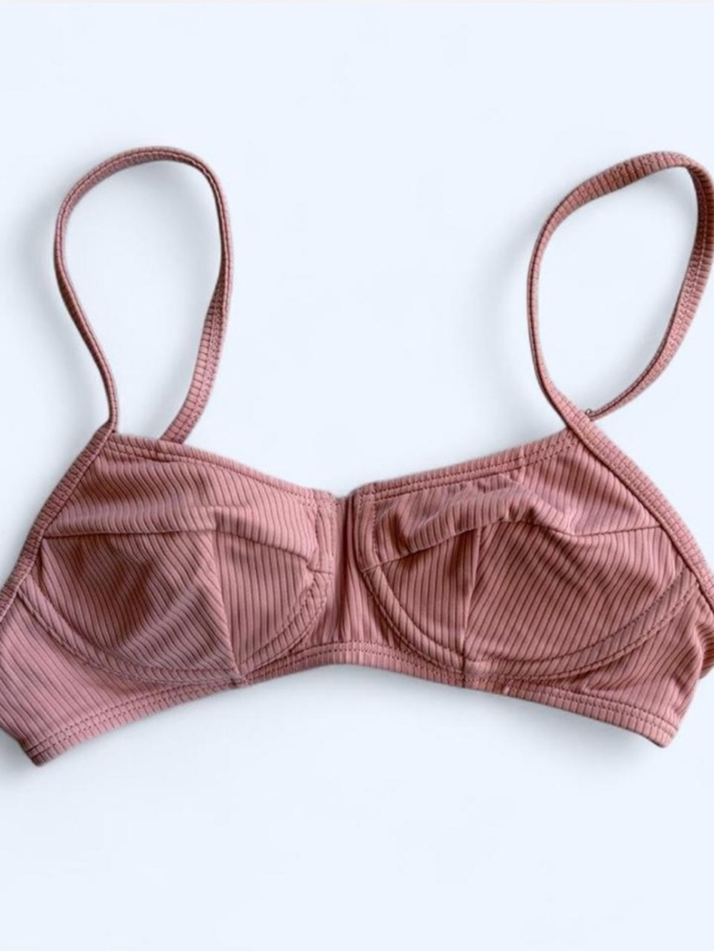 Pink ribbed bikini top